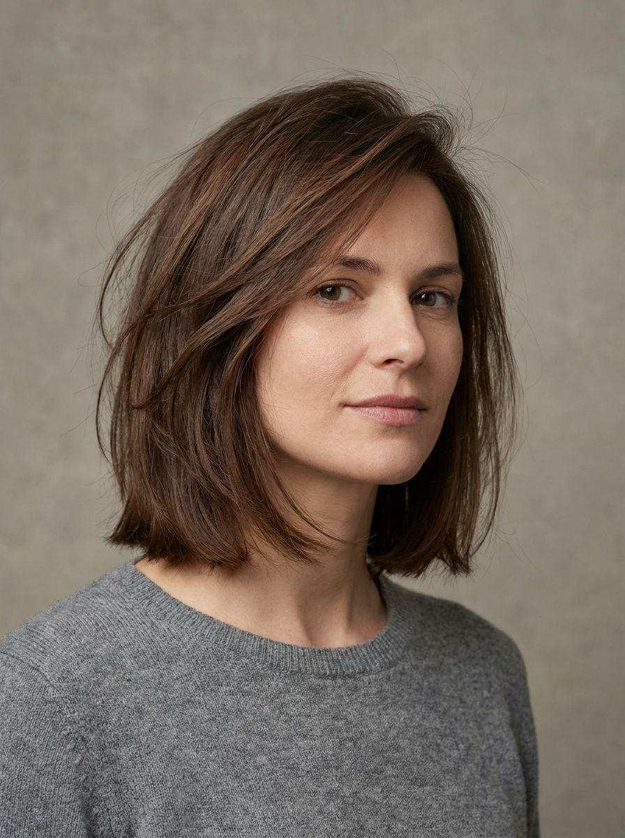 Kinnlanger Bob mit leichtem Deckhaar - Kinnlange Frisuren für feines Haar